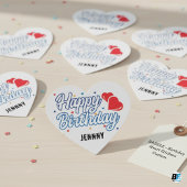 ハッピーバースデーカスタマイズお名前エレガント ハートシール