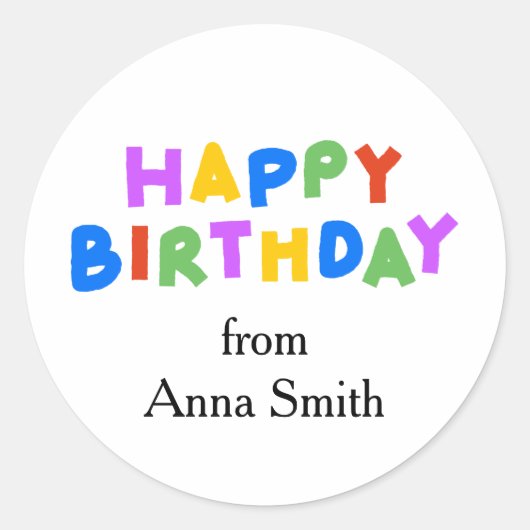 ハッピーバースデーカスタマイズ可能なシール ラウンドシール (正面)