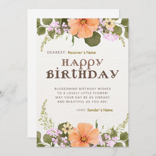 ハッピーバースデーカスタマイズ可能なデジタル挨拶カード シーズンカード (正面/裏面)