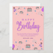 ハッピーバースデーカスタマイズ可能なデジタル挨拶 シーズンカード (正面/裏面)