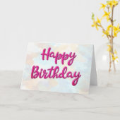 ハッピーバースデーカスタマイズ可能なマゼンタセリフ挨拶 カード (黄色い花)