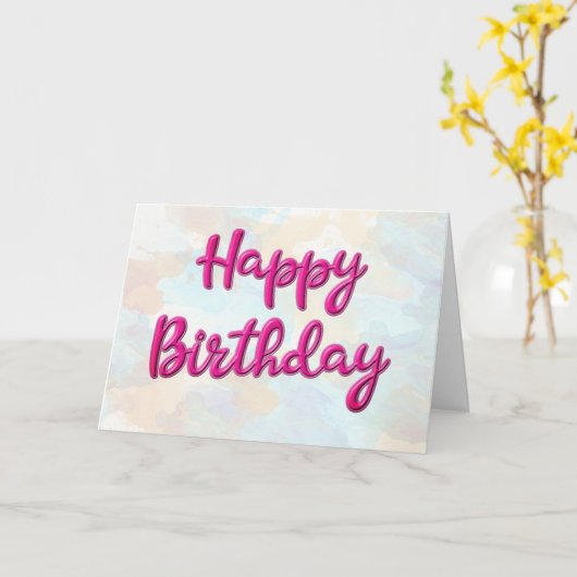 ハッピーバースデーカスタマイズ可能なマゼンタセリフ挨拶 カード (黄色い花)