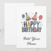 ハッピーバースデーカスタマイズ可能カード サンキューカード (正面/裏面)