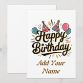 ハッピーバースデーカスタマイズ可能カード サンキューカード (正面/裏面)