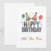 ハッピーバースデーカスタマイズ可能カード サンキューカード (正面/裏面)