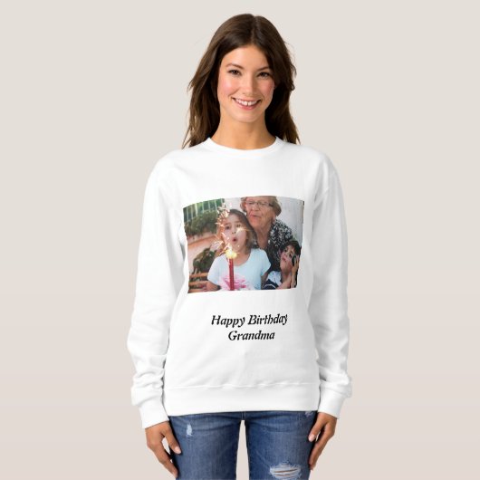 ハッピーバースデーカスタムおばあちゃんの写真 スウェットシャツ (正面フル)