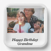 ハッピーバースデーカスタムおばあちゃんの写真 ペーパープレート (正面)