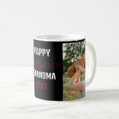 ハッピーバースデーカスタムおばあちゃんフォトコラージピンク コーヒーマグカップ (正面右)