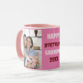 ハッピーバースデーカスタムおばあちゃんフォトコラージピンク マグカップ (正面左)