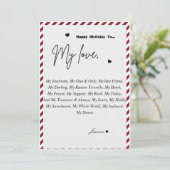 ハッピーバースデーカスタムが夫に願う 招待状 (スタンド正面)