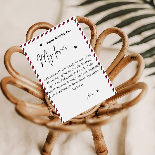 ハッピーバースデーカスタムが夫に願う 招待状