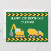 ハッピーバースデーカスタムキッズトラックグリーンボーイズカード (正面)