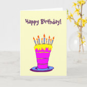 ハッピーバースデーカスタムジャイアントピンクケーキ カード (黄色い花)