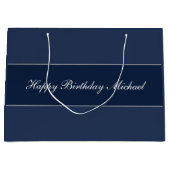 ハッピーバースデーカスタムスクリプト文字名 ラージペーパーバッグ (正面)