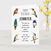 ハッピーバースデーカスタムハミングバーズカード カード (黄色い花)