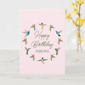 ハッピーバースデーカスタムハミングバーズカード カード (黄色い花)