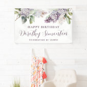 ハッピーバースデーカスタムバナー紫フローラ80位 横断幕 (インサイチュ)