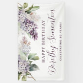 ハッピーバースデーカスタムバナー紫フローラ80位 横断幕 (縦)