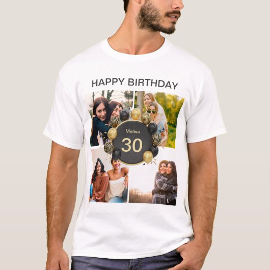 ハッピーバースデーカスタムバルーン4 Photo collage Tシャツ (正面)
