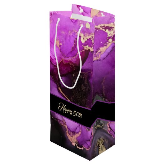 ハッピーバースデーカスタムパープルブラック抱き枕 ワインギフトバッグ (裏面アングル)