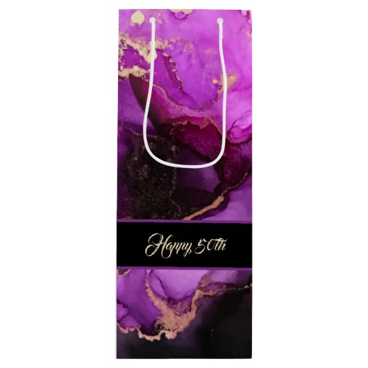 ハッピーバースデーカスタムパープルブラック抱き枕 ワインギフトバッグ (正面)