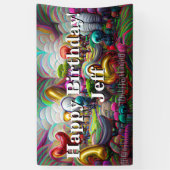 ハッピーバースデーカスタムビニールバナー、3' x 5'バナー 横断幕 (縦)