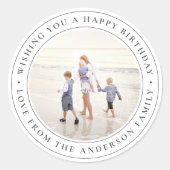 ハッピーバースデーカスタムフォトクラシックラウンドステッカー ラウンドシール (正面)