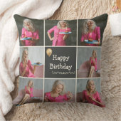 ハッピーバースデーカスタムフォトコラージュ装飾用クッション クッション (ブランケット)