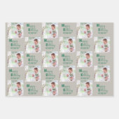 ハッピーバースデーカスタムフォトピンクラベンダーセット3 ラッピングペーパーシート (正面3)