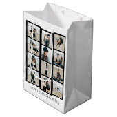 ハッピーバースデーカスタムフォトフィルムストリップホワイト ミディアムペーパーバッグ (正面アングル)