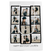 ハッピーバースデーカスタムフォトフィルムストリップホワイト ミディアムペーパーバッグ (裏面)