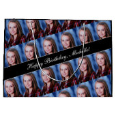 ハッピーバースデーカスタムフォト文字パーソナライズされた ラージペーパーバッグ (裏面)