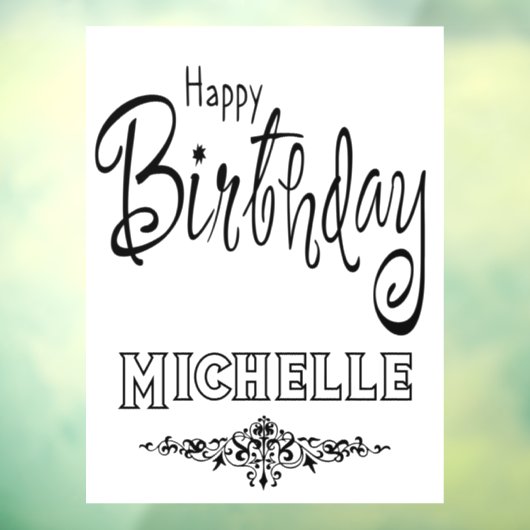 ハッピーバースデーカスタムブラックフォントドア窓にしがみつく ウィンドウサイン (シート3)