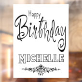 ハッピーバースデーカスタムブラックフォントドア窓にしがみつく ウィンドウサイン (シート2)