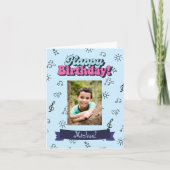 ハッピーバースデーカスタムブルーフォト カード (正面)
