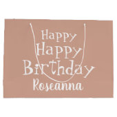 ハッピーバースデーカスタムベージュラージ抱き枕 ラージペーパーバッグ (裏面)