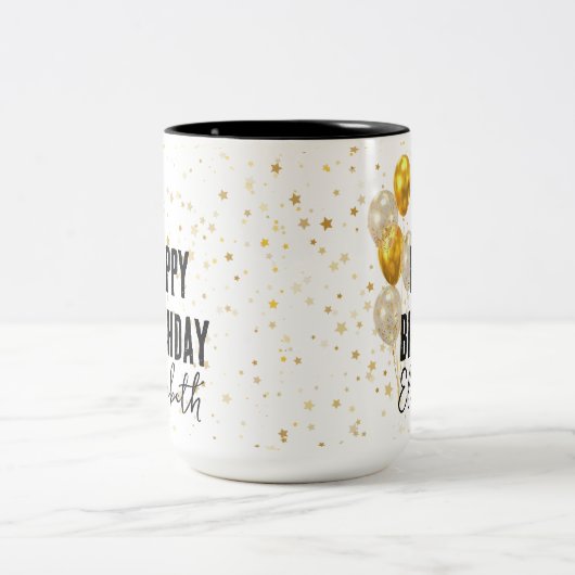 ハッピーバースデーカスタムマグ、彼女のための誕生日ギフト ツートーンマグカップ (中央)