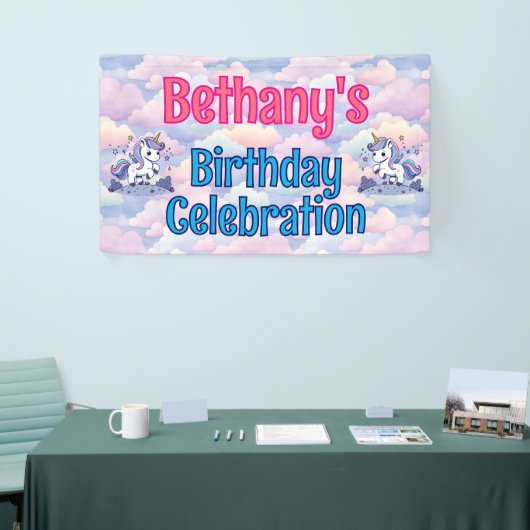 ハッピーバースデーカスタムマジカルユニコーン 横断幕 (トレードショー)