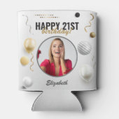 ハッピーバースデーカスタムモダン写真ギフト 缶クーラー (裏面)