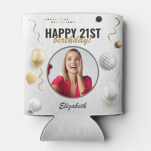 ハッピーバースデーカスタムモダン写真ギフト 缶クーラー (裏面)