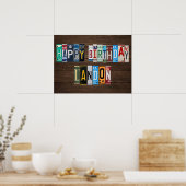 ハッピーバースデーカスタム免許プレート標識LANDON ポスター (キッチン)