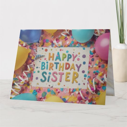 ハッピーバースデーカスタム姉妹挨拶カード カード (正面)