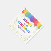 ハッピーバースデーカスタム年の名前のバカラフルルーズ スタンダードカクテルナプキン (角)