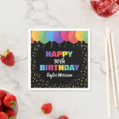 ハッピーバースデーカスタム年の名前のバカラフルルーズ スタンダードカクテルナプキン (インサイチュ)