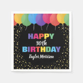 ハッピーバースデーカスタム年の名前のバカラフルルーズ スタンダードカクテルナプキン (正面)