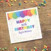 ハッピーバースデーカスタム年の名前のバカラフルルーズ スタンダードカクテルナプキン