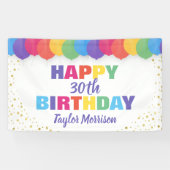 ハッピーバースデーカスタム年の名前のバカラフルルーズ 横断幕 (横)