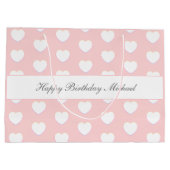 ハッピーバースデーカスタム文字エレガントハートパターン ラージペーパーバッグ (裏面)