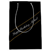 ハッピーバースデーカスタム文字エレガントパーソナライズされた ミディアムペーパーバッグ (正面)