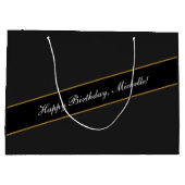 ハッピーバースデーカスタム文字エレガントパーソナライズされた ラージペーパーバッグ (裏面)